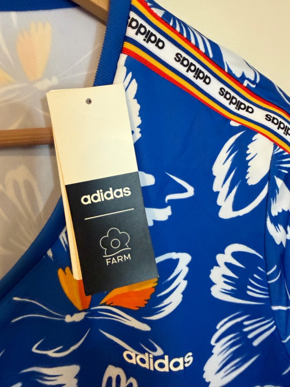 NWT Farm Rio x Adidas Blue Butterfly Retro Ringer Mini T-Shirt Dress XL - Picture 11 of 15